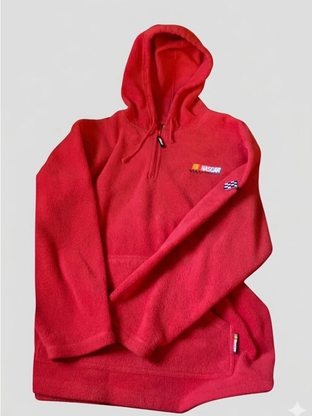 90’s Vtg Nascar Men’s Half-Zip Hooded Fleece Pullover XL Jerry Leigh Apparel